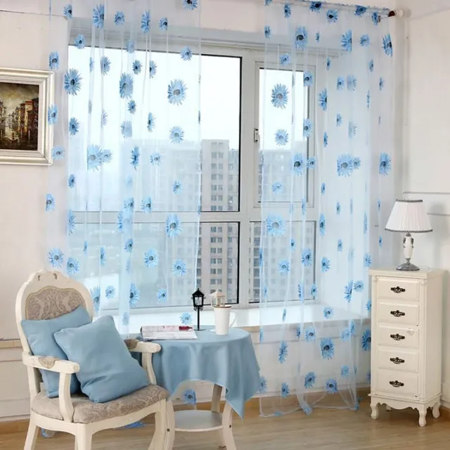 Beautiful curtain decorated with flowers - 3 colors