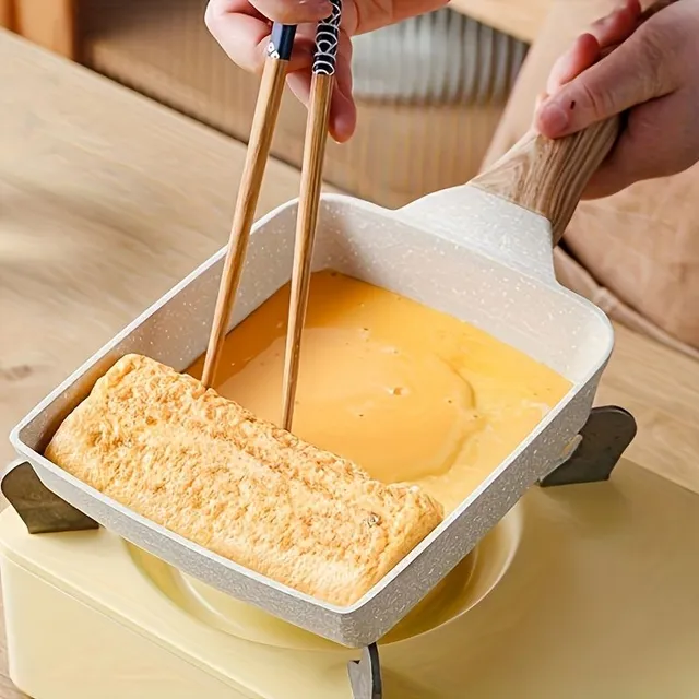 Square non-stick hliníkové vyprážanie pan - ideálne pre tamagoyaki, omelety a steaky - ľahko čistiť, len ručné umývanie, trvanlivé rukoväte