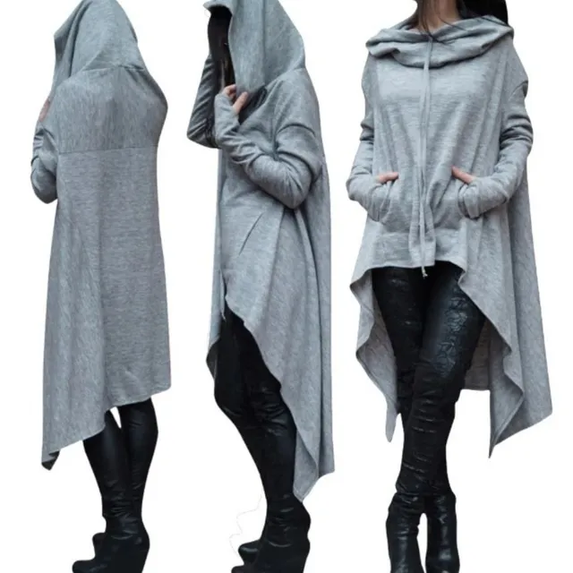 Ladies irregular hooded sweater