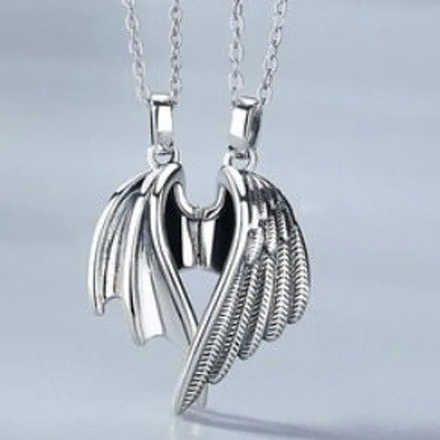 Necklace for couples with angel and devil wings