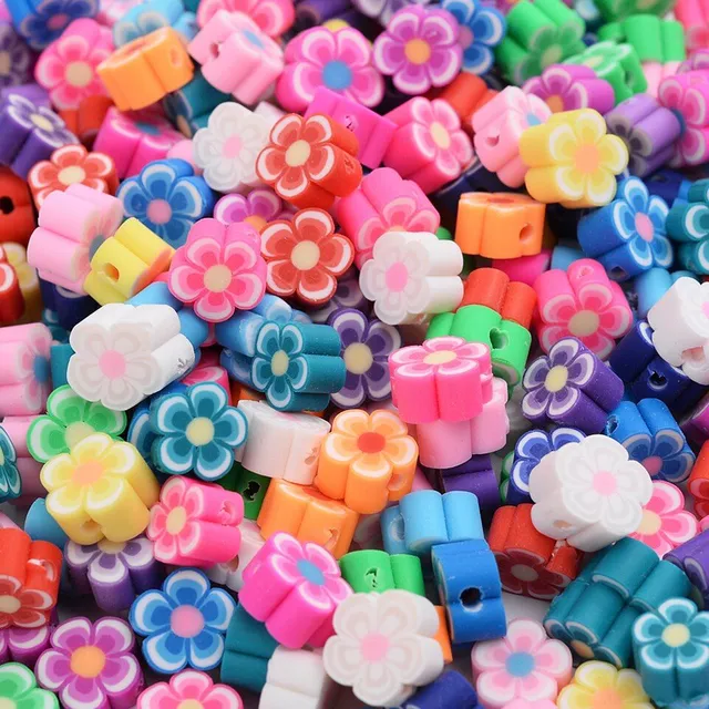 Girls coloured beads for stringing - various motifs - 100 pcs