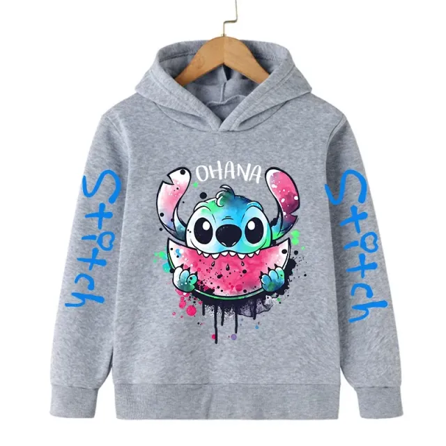 Hanorac pentru copii cu glugă și imprimeu drăguț Stitch