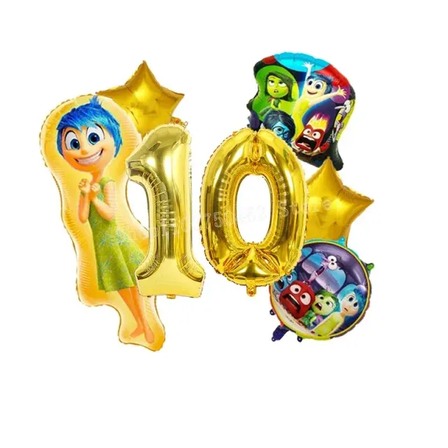 Ensemble de ballons d'anniversaire en aluminium avec numéro - personnages du film Vice-Versa 2