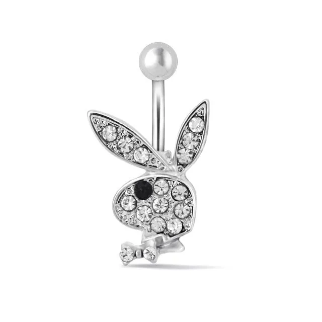 Fashion belly button piercing with Playboy bunny hanging ornament