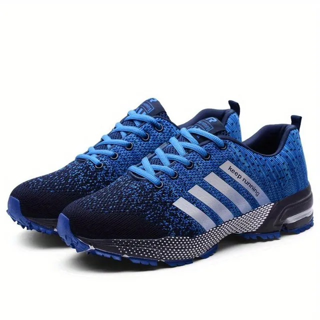 Men's striped breathable lace meshed sneakers in various colors, light running shoes and outdoor activities