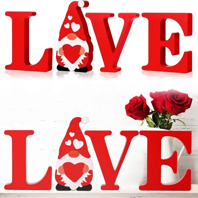 Valentine's Day wooden decorative letters LOVE decorated with dwarf