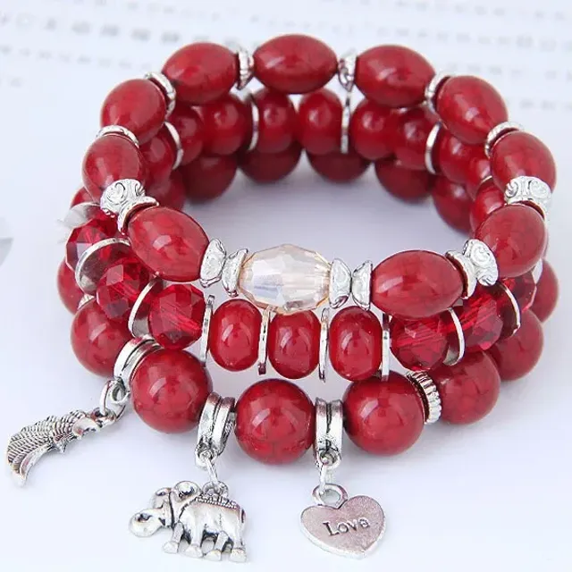 Czech multi-part boho bracelets with charms, beads and tassels for women