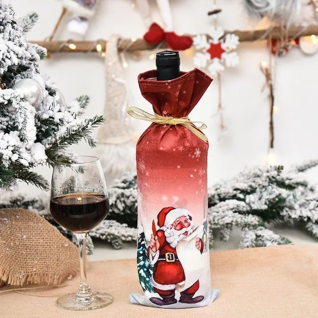 Frumoasa pungă pentru sticlă de vin cu motiv de Crăciun Debbie