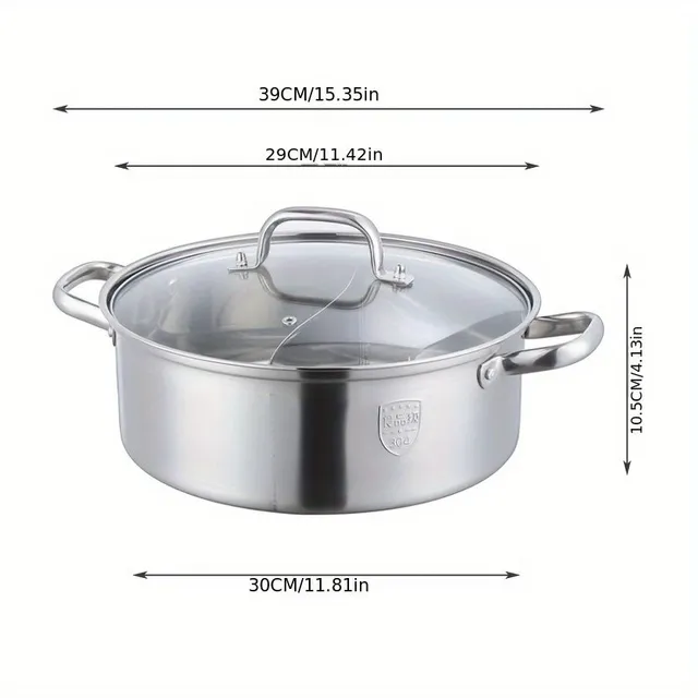 304 stainless steel fondue pot, reinforced hot pot, large capacity