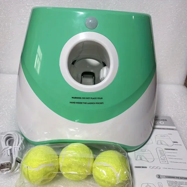 Lanceur automatique de balles de tennis pour animaux de compagnie - Jouets d'entraînement pour chiens - Jouet interactif pour animaux de compagnie pour l'apprentissage du rapport et l'exercice