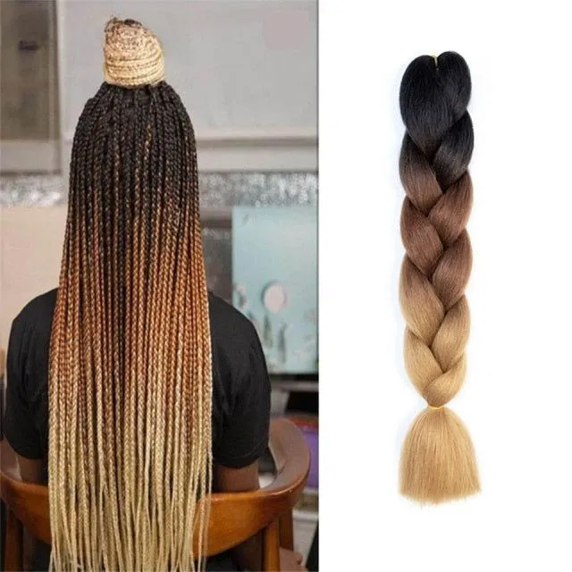 Multicoloured kanekalon hair in braids - multiple colours