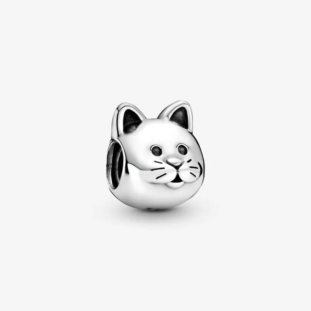 Beads with motifs of cats and dogs, silver pendant