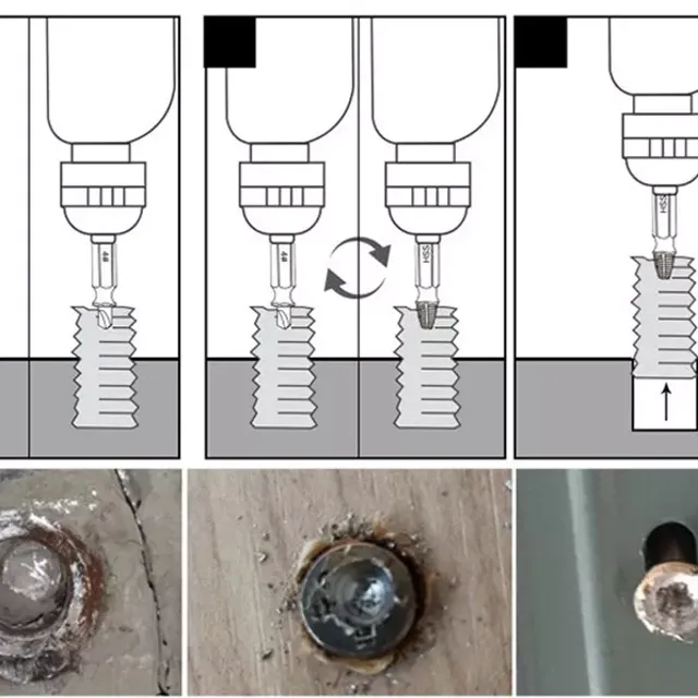 Set de 6 burghie pentru îndepărtarea șuruburilor deteriorați - Îndepărtare rapidă și ușoară a șuruburilor deteriorați, rupte și blocate