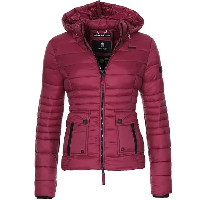 Női modern kabát őszre Menna burgundy xl