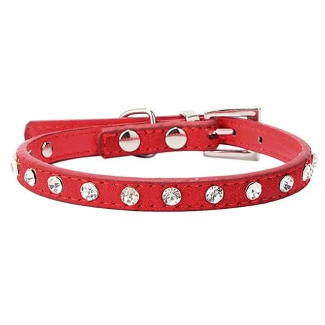 Collar for cats or dogs decorated with cubic zirconia