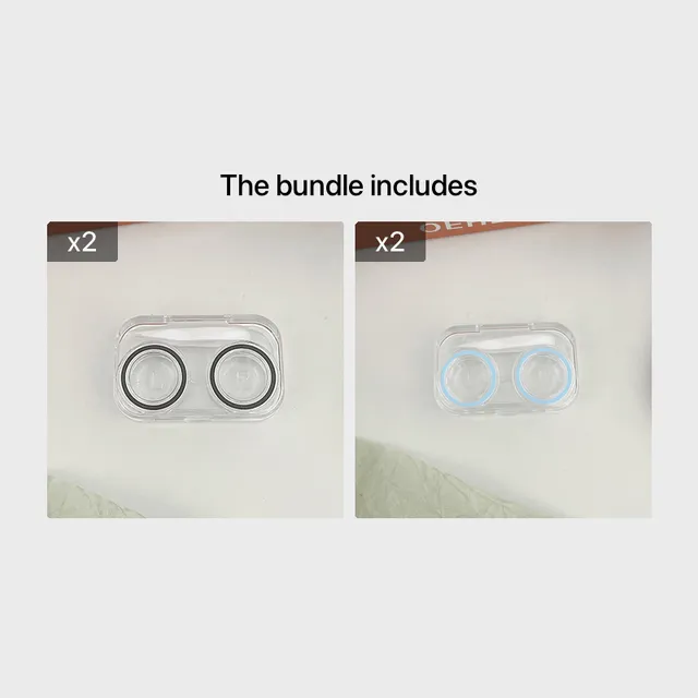 Miniature contact lens case made of clear plastic