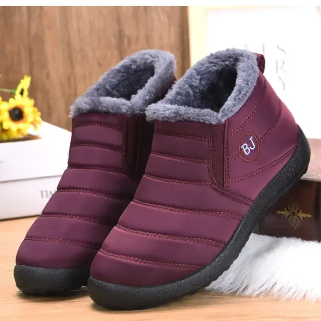 Women's winter boots - short waterproof snow boots with fur