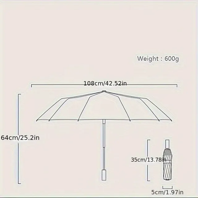 Umbrelă pliabilă, elegantă, monocoloră și durabilă, cu construcție din lemn UPF50+