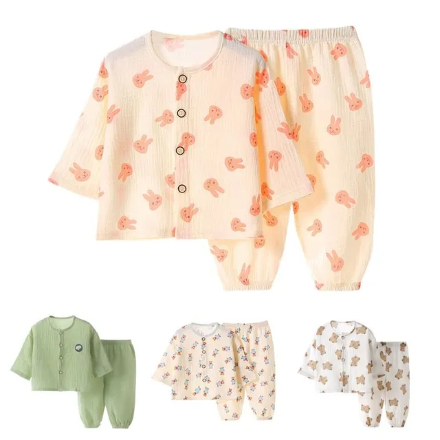 Children's classic cute pajamas with button top - more variants