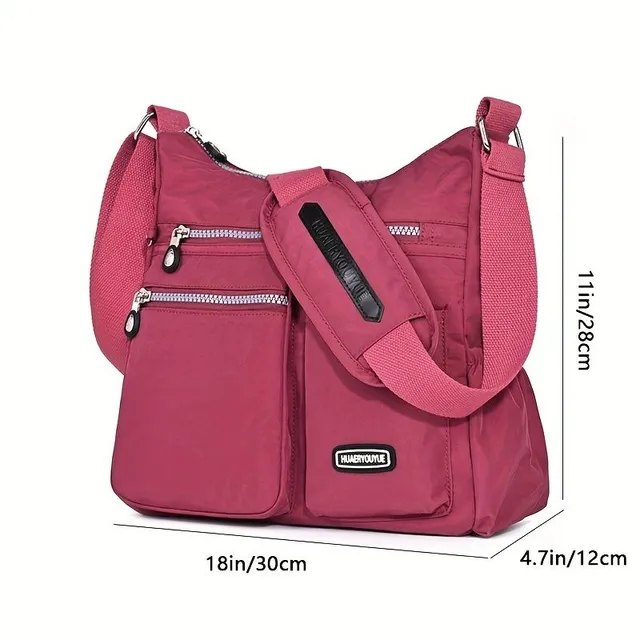 Women's bag Messenger made of durable nylon with multizip cross strap on the shoulder, ideal for work