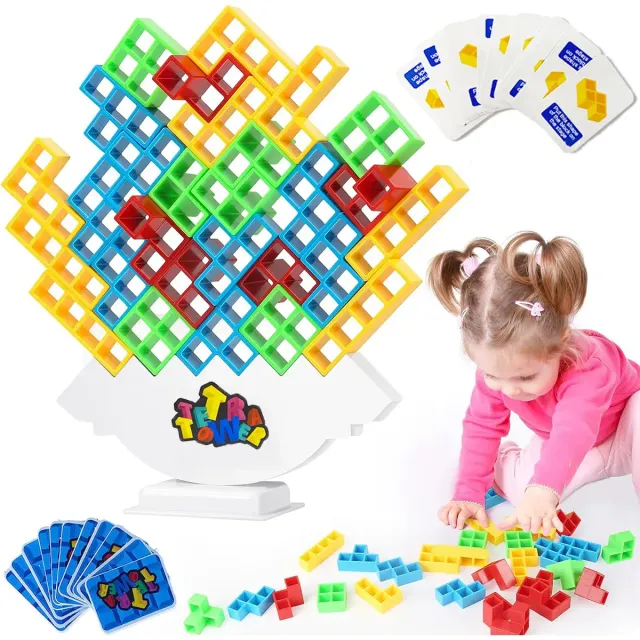 Logic game for building the Tetra Tower tower - educational toy for children