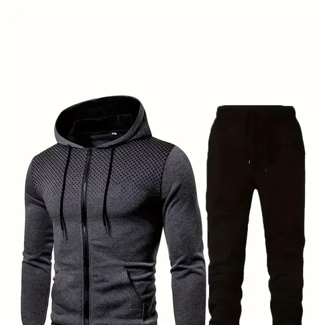 Classic Men's Athletic Kit Two-piece Wardrobe Sets Common Mikins Na Zip With Long Sleeve Kit Set with Hood and Jogging Pants Pro Exercise in Gym Run