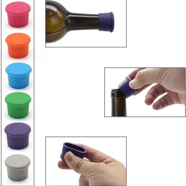 3ks Silikonové uzávěry lahví pro potraviny, uzávěry na víno, olej a ocet - nepropustné pro únik