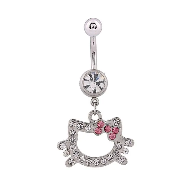 Roztomilý piercing do pupka so závesným ornamentom Hello Kitty