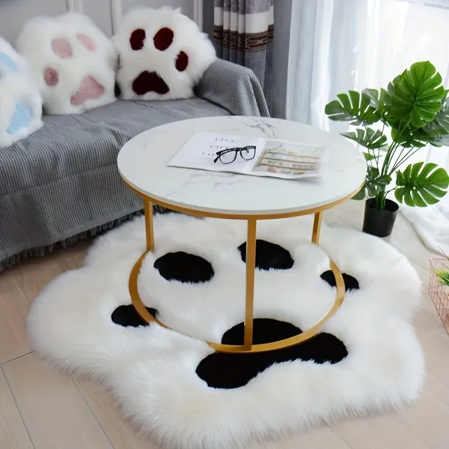 1 pièce Tapis Mignon en Forme de Patte en Doux Velours - Tapis Décoratif