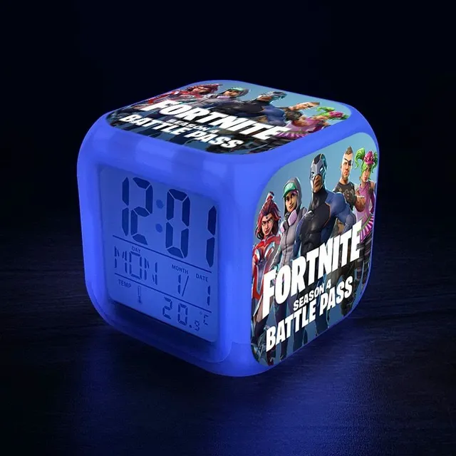 Ceas de alarmă de iluminat original cu motive de calculator jocuri Fortnite 22-no-box