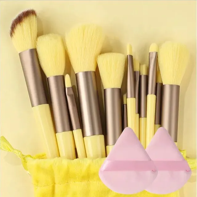 Set of 13 make-up brushes - soft and fluffy brushes on the base base, face, eye shadows and kabuki