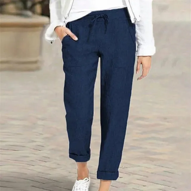 Women's high waist and pocket drawers - loose and casual long trousers for women