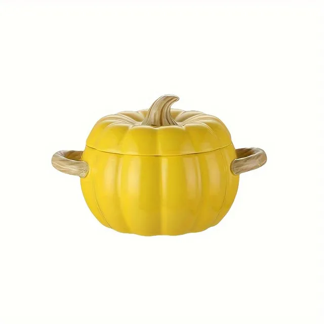 Ceramic pumpkin soup pot with Christmas motif