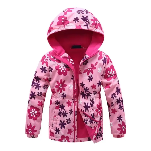 Girls spring floral fleece waterproof jacket