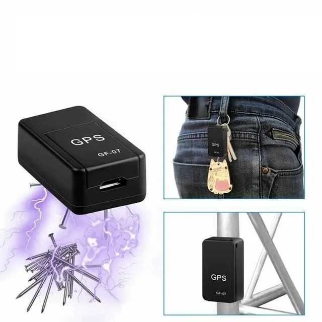 GPS tracker mini GF-07 cu suport magnetic, cartelă SIM și urmărire în timp real