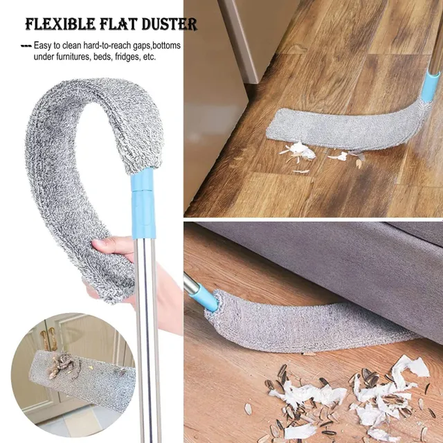 Telescopic dust cleaner for gaps, under appliances, with microfiber duster and replaceable sleeves - hand duster