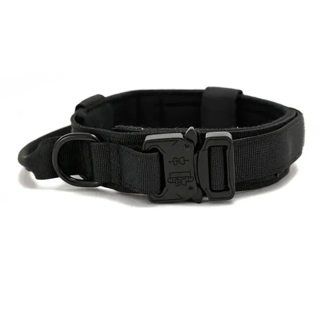 Tactical dog collar with handle for medium and large breeds