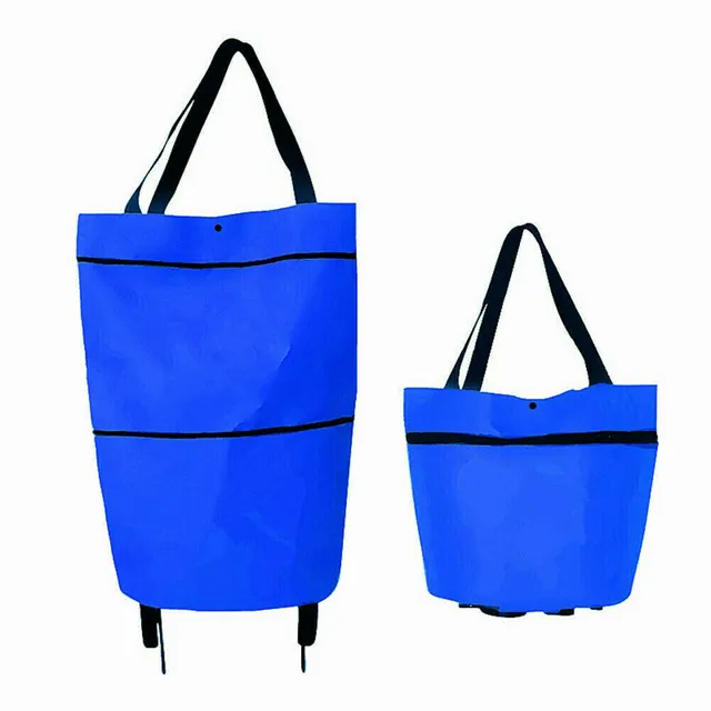 Folding bag on wheels Blue