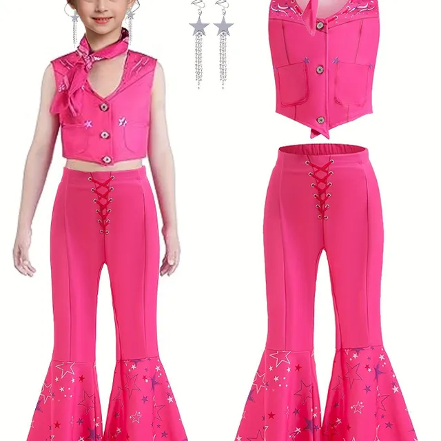 Cowgirl costume from the movie 2023 (for children) - Vest, extended pants & accessories, Halloween, carnival.