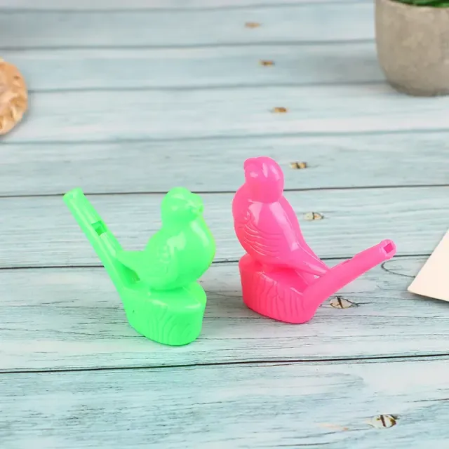 Set of color whistles in the shape of birds - mix of random colors