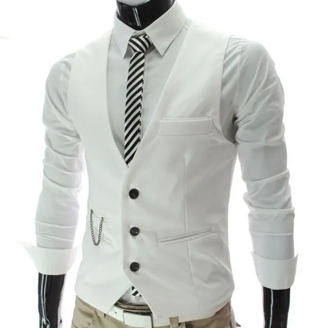 Men's stylish formal suit vest with button fastening - more variants