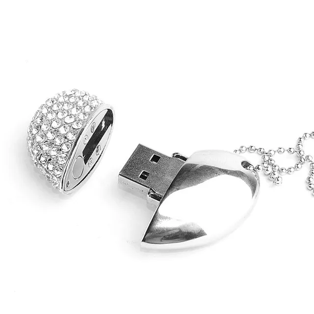 USB flash drive heart with rhinestones