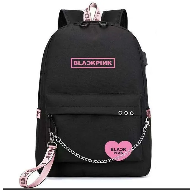 Sac d'école avec chaîne sur la poche inférieure - Blackpink