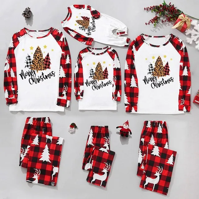 Christmas family plaid pyjamas with themed print