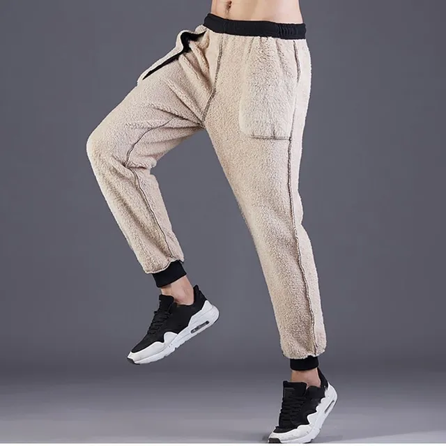 Pantaloni confortabili pentru bărbați pentru iarnă și toamnă cu fleece pentru fitness și stil sportiv