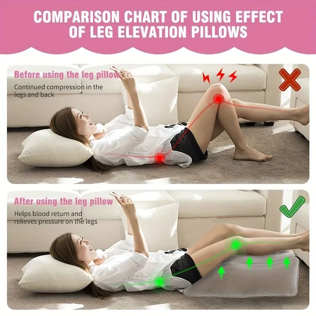 1 piece inflatable foot pillow for relaxation and leg lift