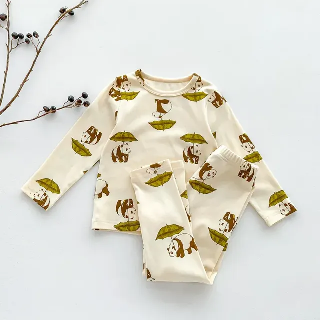 Children's unisex pajama set made of cotton with cute design for toddlers, snug fit pajamas