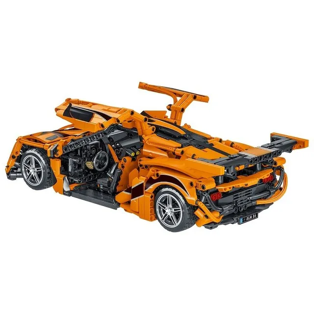 Oranžové superauto, závodní stavebnice, obtížná montáž pro dospělé, hračky do auta pro děti, dárek pro kluky na model auta