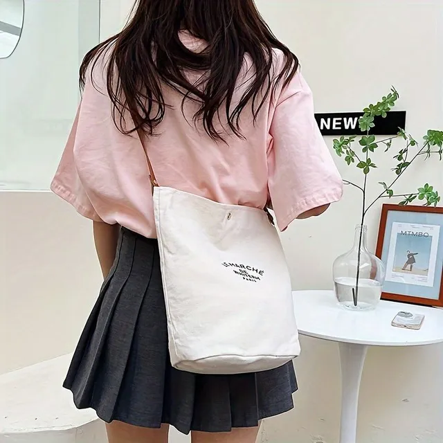 Student backpack, canvas crossbody bag and one tote bag in one