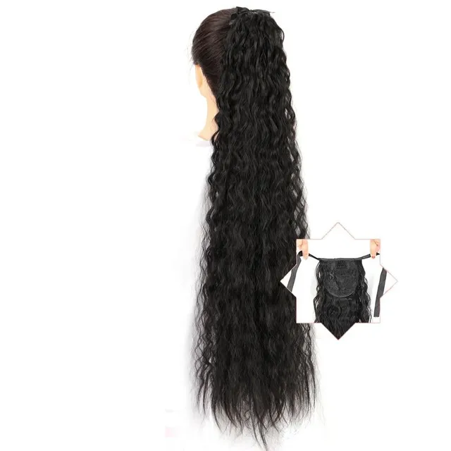 Long synthetic hair with a drawstring for fastening the ponytail - various variations